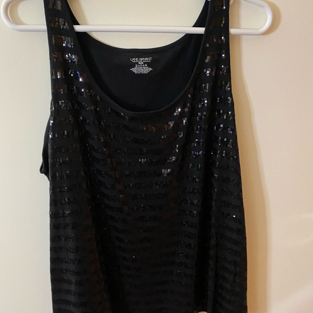 Lane Bryant women’s sleeveless dressy tank top with sequence 26/28 Black